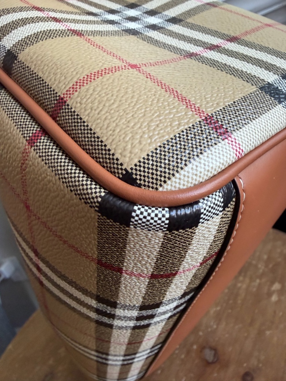 Burberry Medium Check Bowling Bag handle and shoulder carry w/ free purse charm! - Picture 10 of 16